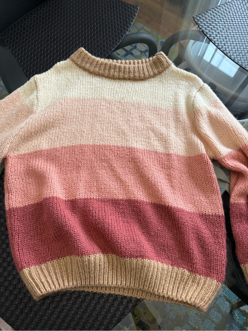 Petal & Pup Striped Crewneck Sweater - Cream, Blush, Rose, Dusty Rose